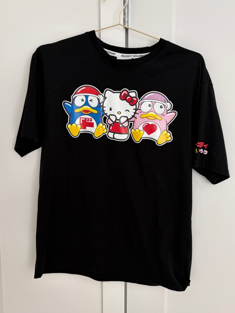 Hello Kitty Black Tee with Colorful Character Trio